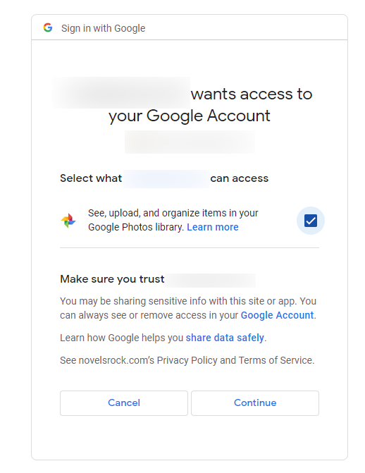 Authorize Google Photos