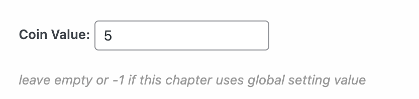 Set coin value for each chapter